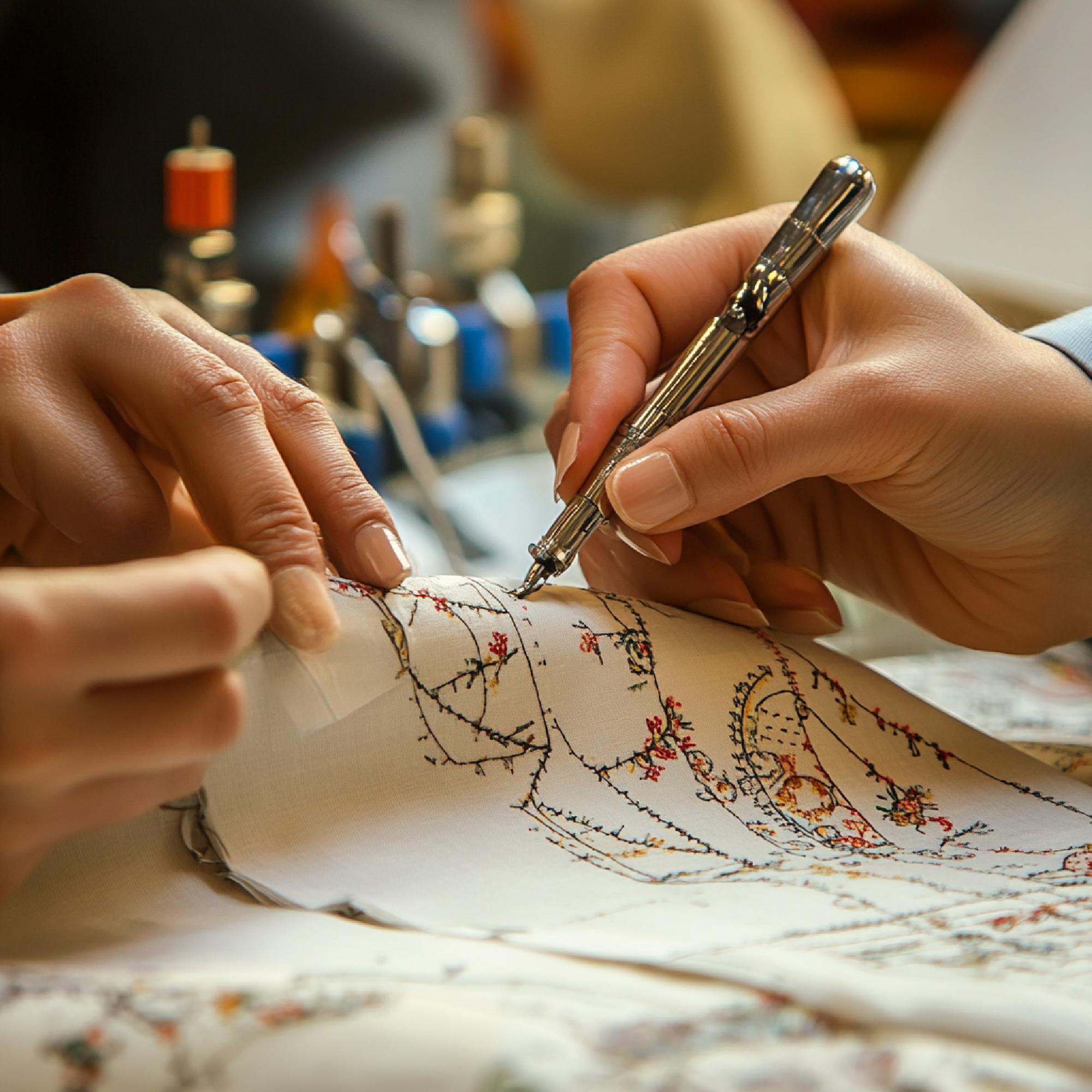 Mâini la muncă: trasarea modelului pe material